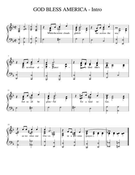 god bless america intro sheet   piano voice