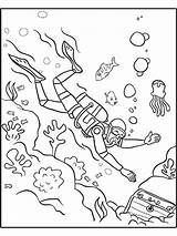 Scuba Diver Worksheet Snorkel Diving Aidilfitri Kad Mewarna Hari sketch template