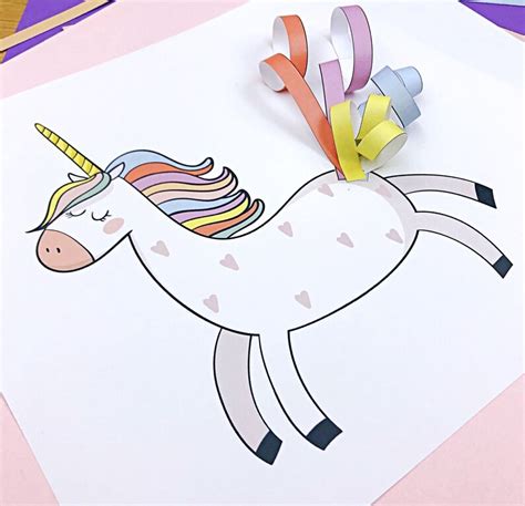 unicorn printable craft  kids unicorn party activity etsy