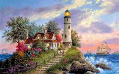 lighthouse painting image abyss