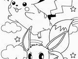 Pikachu Coloring Eevee sketch template