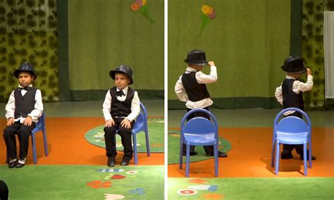 suited  preschoolers light  stage  impressive moves  chair