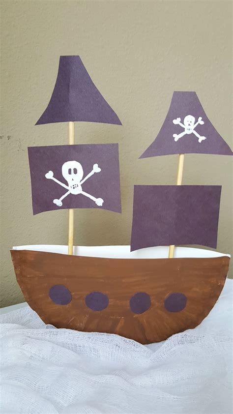 pirate ship paper plate craft  project  kids
