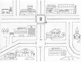 Maps Coloringhome Streets Binged sketch template