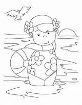 Suit Bathing Pages Swimming Coloring Barbie Template sketch template