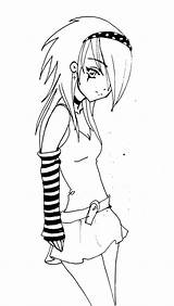 Emo Anime Coloring Girl Pages Drawings Cute Drawing Easy Deviantart Angel Girls Manga Outline Cool Goth Draw Teenagers Printable Color sketch template