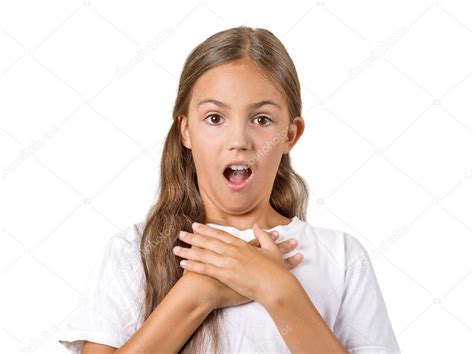 surprised girl  stunned face expression stock photo