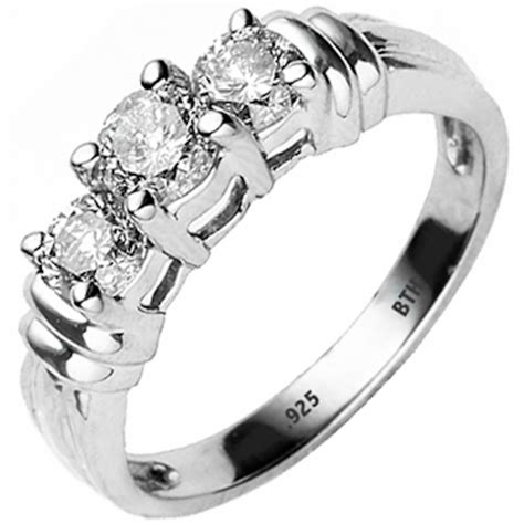 silver  simulated diamonds cz  stones engagement ring