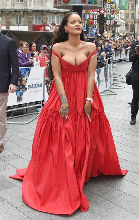 Rihanna S Ample Assets Nearly Spill Out Of Risque Plunging