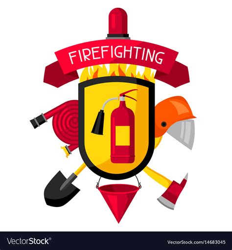 badge  firefighting items fire protection vector image