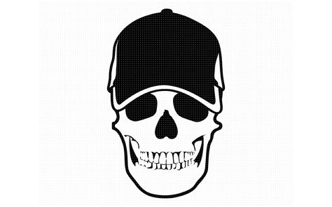 skull wearing  baseball cap svg dxf vector eps clipart cricut  crafteroks thehungryjpeg