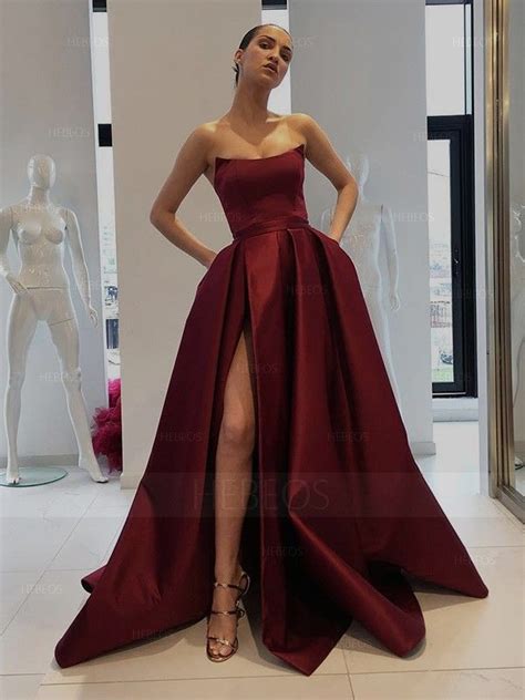 ball gown sleeveless strapless sweep brush train ruffles satin dresses