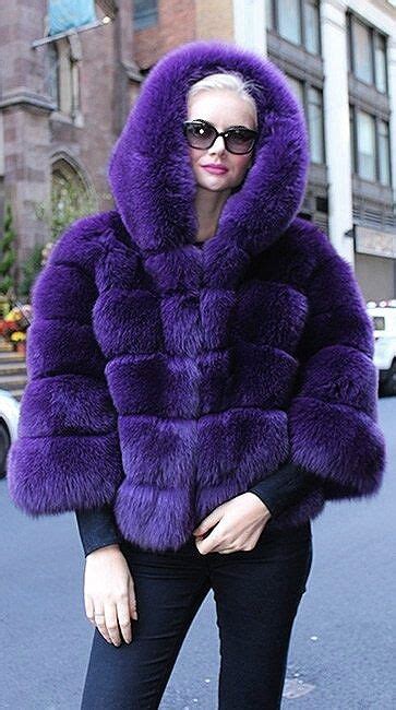 purple fox fur jacket  hood fox fur jacket fur jacket fox fur coat