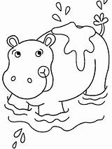 Hippo Animal Mammals Aquatic sketch template