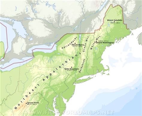 labeled northeast region rivers map