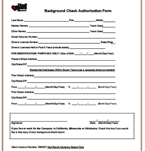 Template Background Check Authorization Form Mous Syusa