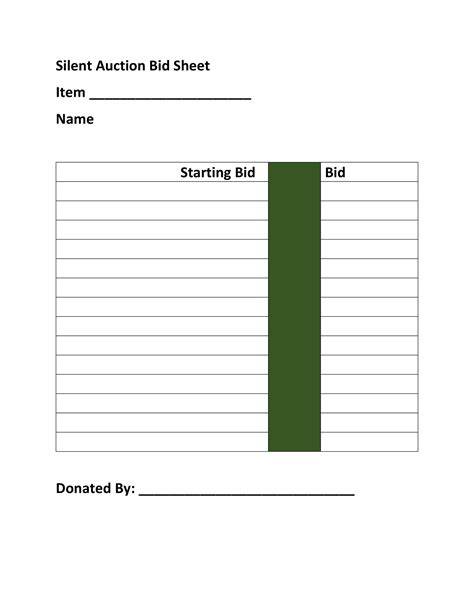 silent auction bid sheet templates word excel template lab
