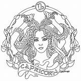 Coloring Pages Zodiac Capricorn Signs Colouring Printable Adult Mandala Adults Sheets Color Pisces Virgo Taurus Astrology Therapy Beauty Fairy Book sketch template
