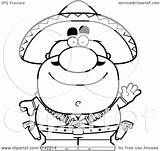 Bandit Waving Hispanic Clipart Cartoon Outlined Coloring Vector Cory Thoman Royalty sketch template