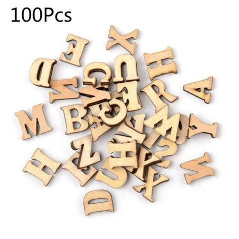 100pcs Unfinished Wooden Capital Letters Alphabet Diy Wood Cutout Discs