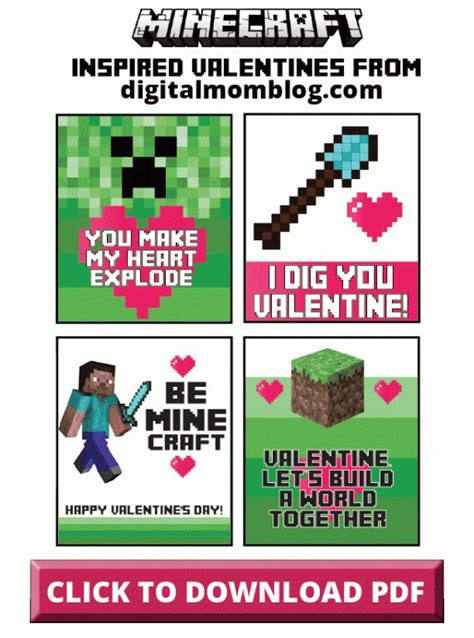 minecraft valentines day card printables printable valentines