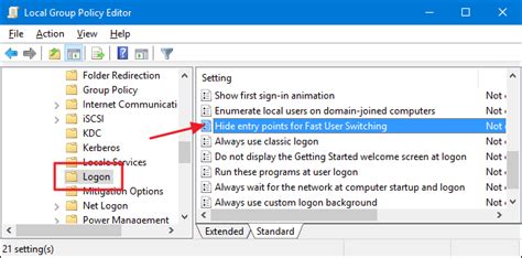 disable fast user switching  windows