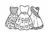 Coloring Pages Girls Dress Three Dresses Dog Lovely Printable sketch template