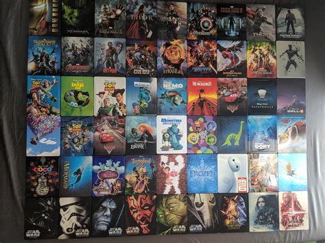 my collection of marvel pixar disney and star wars steelbooks