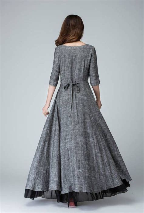 high low linen dress maxi dress grey dress summer dress