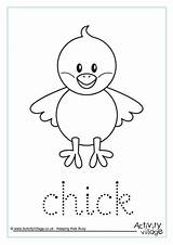 Chick Tracing Word Worksheets Easter Animals Handwriting Village Activity Explore Printables sketch template
