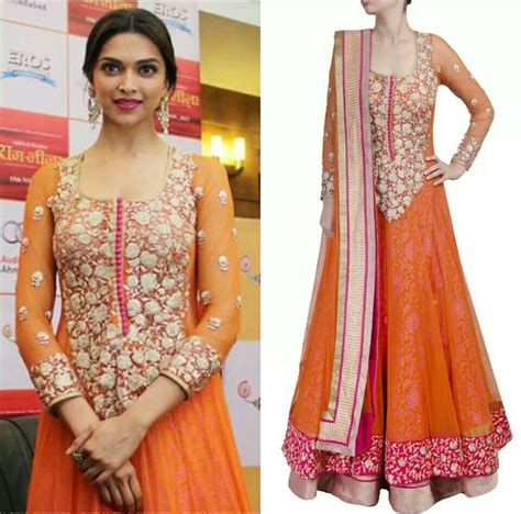 Deepika In Orange Beautiful Anarkali Indian Dresses