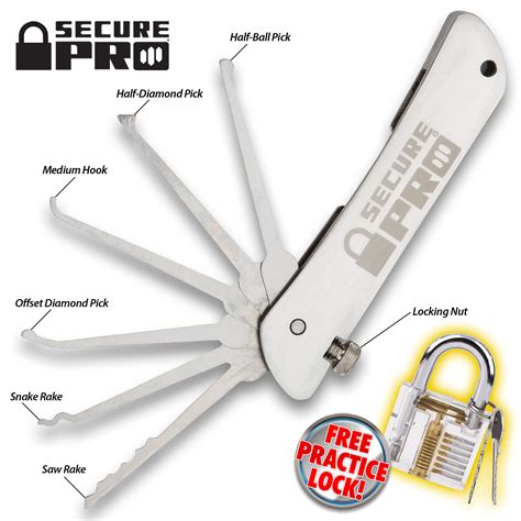 secure pro padlock  folding lock pick set budkcom knives