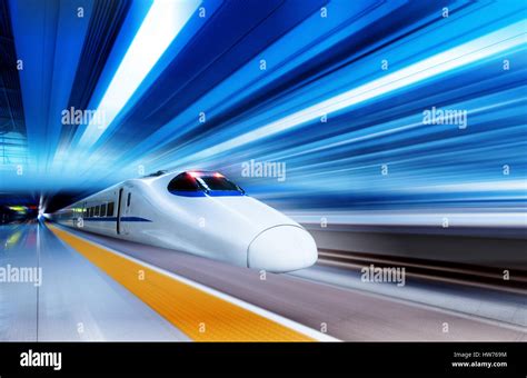 fast train  motion blur stock photo alamy