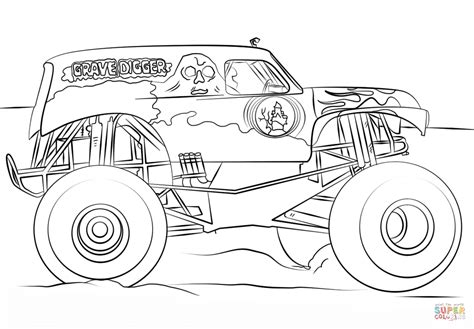 grave digger monster truck coloring page  printable coloring pages