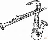 Clarinet Colorir Saxofone Saksofon Kolorowanka Instrumenty Saxophone Kleurplaat Saxofones Desenhos Supercoloring Saksofony Dwa Saxophones Kolorowanki Dęte Kleurplaten Dois Klarinet Clarinete sketch template