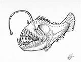 Angler Baudroie Teeth Marinos Monstruos sketch template