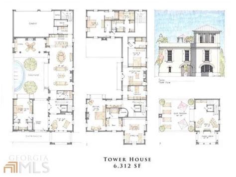 tower house courtyard plan architectural floor plans small house floor plans mansion floor plan