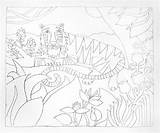 Rousseau Kids Henri Lesson Scene Drawings Jungle Compose Dense Repeated Demonstrate Shapes Create sketch template