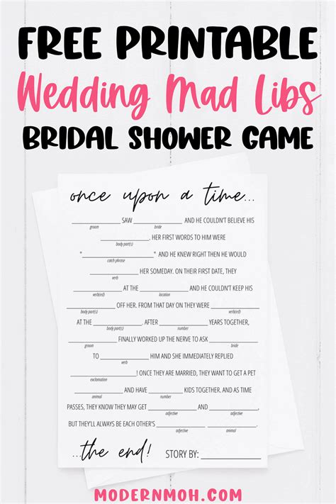 diy instant  bridal shower mad libs game bridal shower game