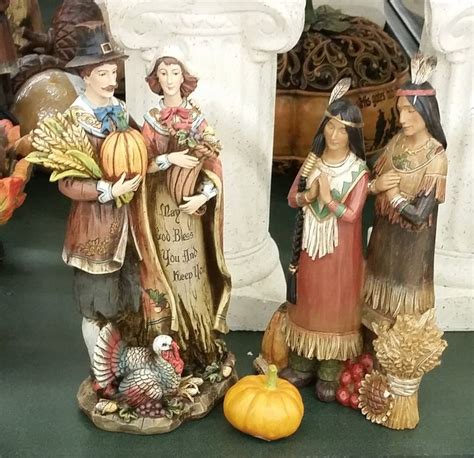 pilgrims  indians figurines thanksgiving  family holiday