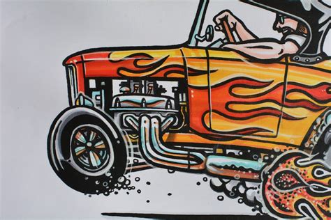 hot rod hand coloured print pronk graphics take creative action