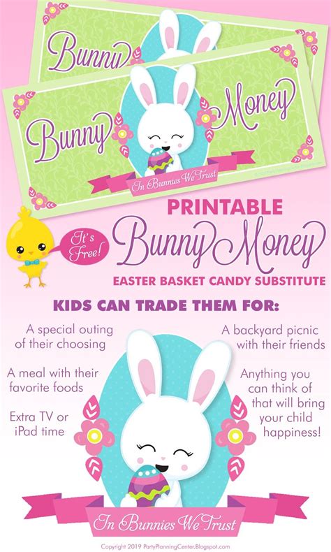 printable bunny money easterdiy easterbaskets easter picnic