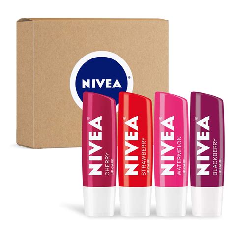 nivea lip care fruit variety pack tinted lip balm  beautiful soft
