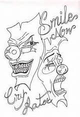 Cry Later Smile Now Laugh Coloring Pages Drawing Tattoo Drawings Sketches Sketch Outline Tattoos Stencil Easy Designs Clown Chicano Printable sketch template