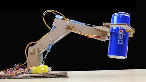 rc robotic arm  cardboard  dc motor simple jcb hydraulic mini excavator youtube