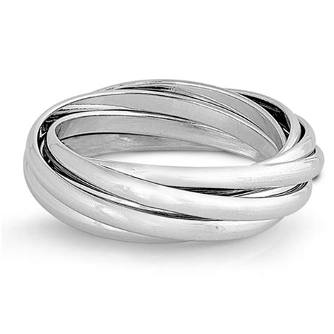 Wide Interlocking Rolling Knot 925 Ring Sizes 5 6 7 8 9 10 11 12