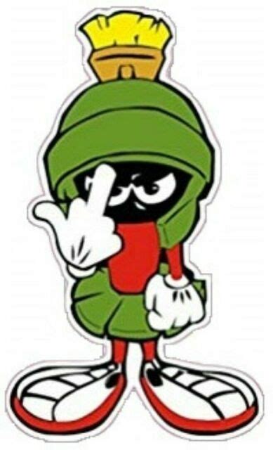 marvin martian with middle finger laptop sticker bumper sticker decal