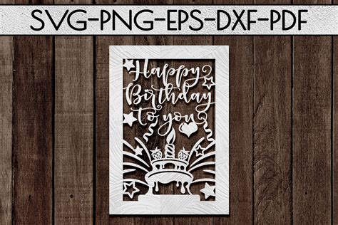 happy birthday papercut template birthday card cover svg