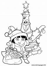 Dora Coloring Christmas Pages Merry Printable Kids Explorer Santa sketch template