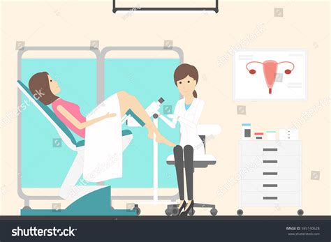 woman gynecologist cabinet female doctor examines stock vector 593140628 shutterstock
